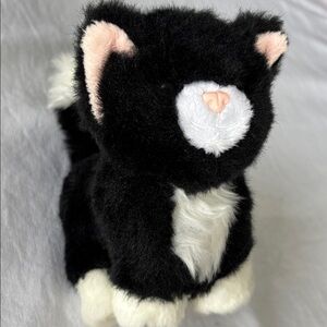 American Girl Black and White Plush Poseable Tuxedo Cat Toy 6 x 6 inches